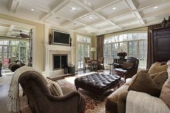 Large Family Room with Fireplace and Wall of Windows