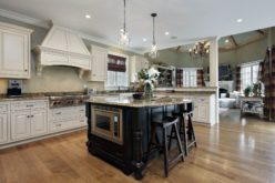 Large Kitchen with Island and White Cabinets