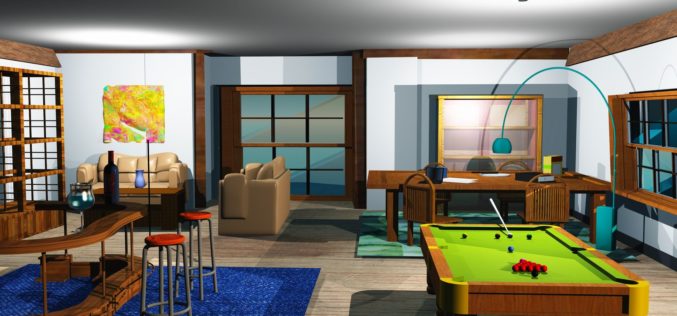 Snooker Room with Billiard Table and Home Bar