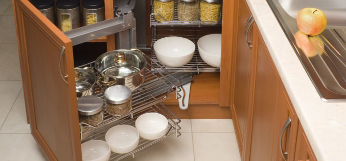 Detail of Open Organized Kitchen Cabinet