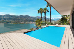 Modern Home with a Beautiful Patio Pool Overlooking a Bay