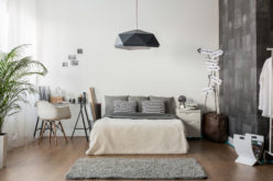 Interior of White and Gray Cozy Guest Bedroom