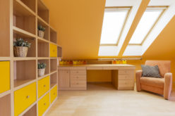 Attic Room With Wall Shelving Unit