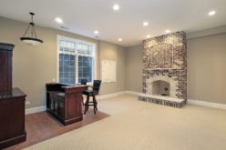 Basement in New Construction With Home Bar