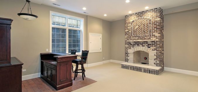Basement in New Construction With Home Bar