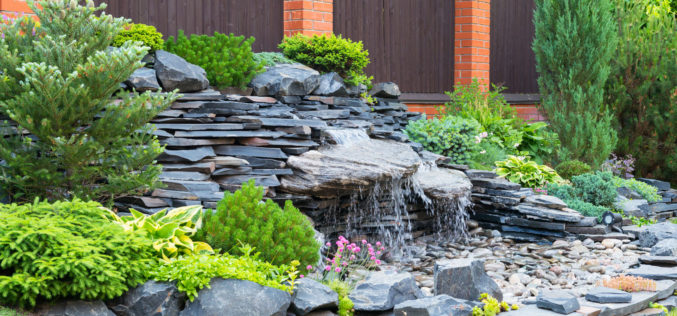 Natural Stone Landscaping with Running Water