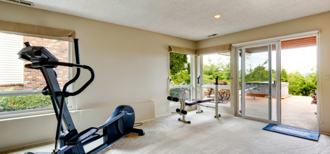 Home Gym With Exit to Deck with Jacuzzi