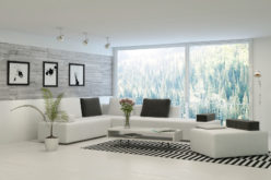 Modern Styled Living Room Adjacent to Sliding Glass Windows