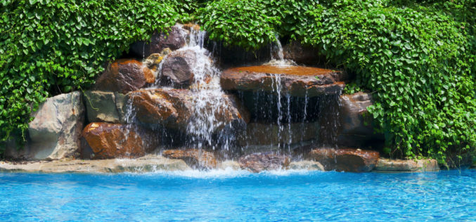 Swimming Pool with Rock Waterfall