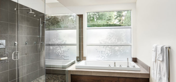 Bathtub with Walk-In Curbless Tile Shower