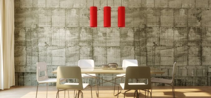 Modern Dinette With Concrete Wall Background
