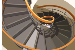 Open Spiral Staircase Connecting the Floor Upstairs