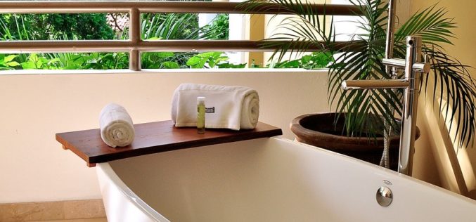 Round Jacuzzi Bathtub on Tiled Floor
