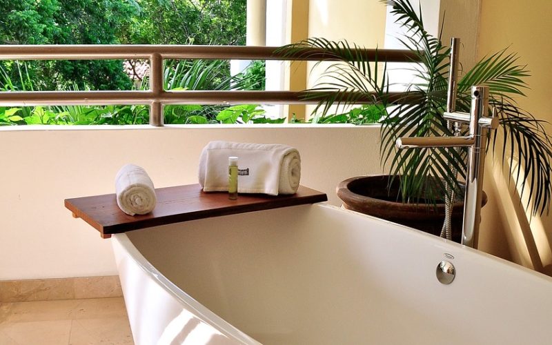 Round Jacuzzi Bathtub on Tiled Floor