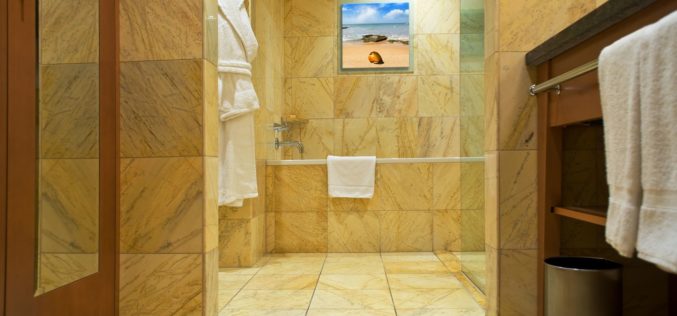 Tiled Floor for an Interior Bathroom