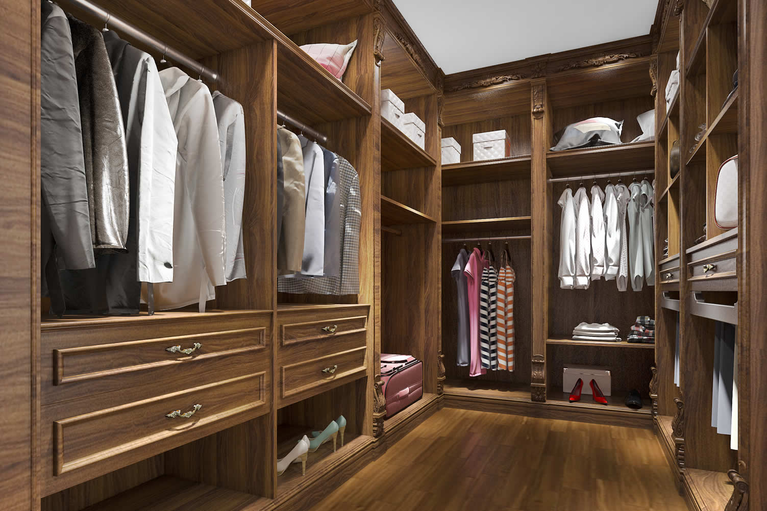 organized bedroom closets