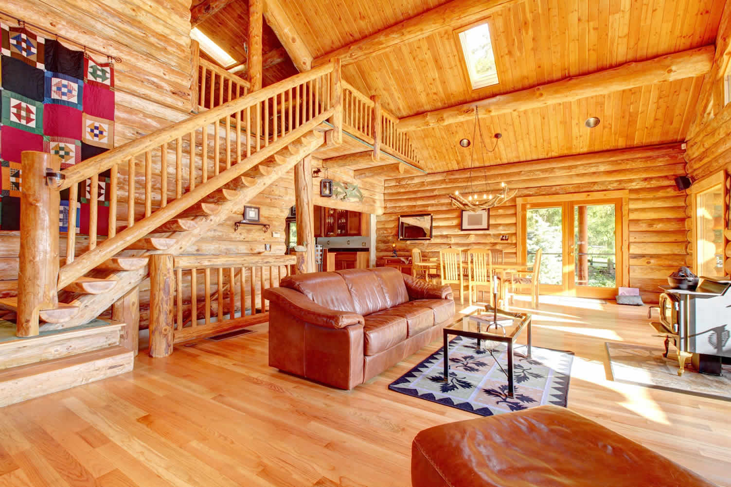 log cabin and log home interior