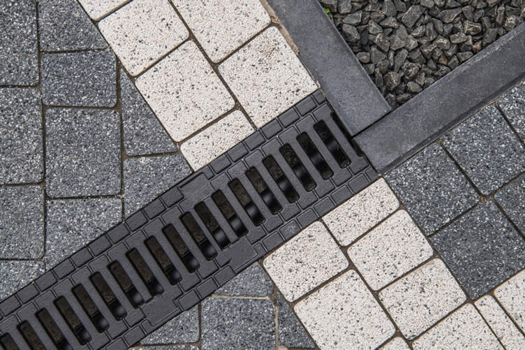brick driveway with drain