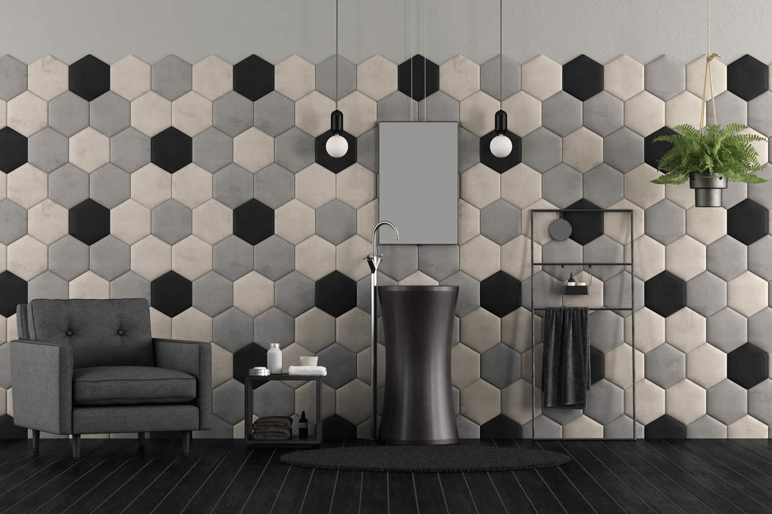 how to create an industrial bathroom