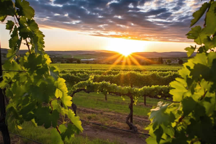 growing grapes in wine barrels