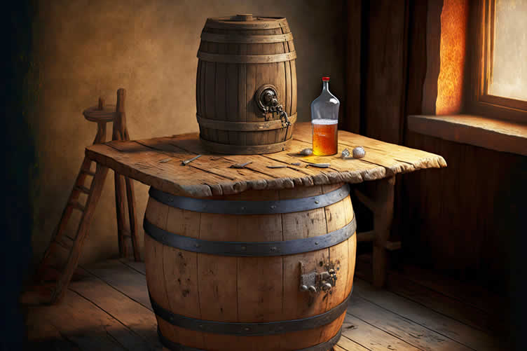 growing grapes in wine barrels
