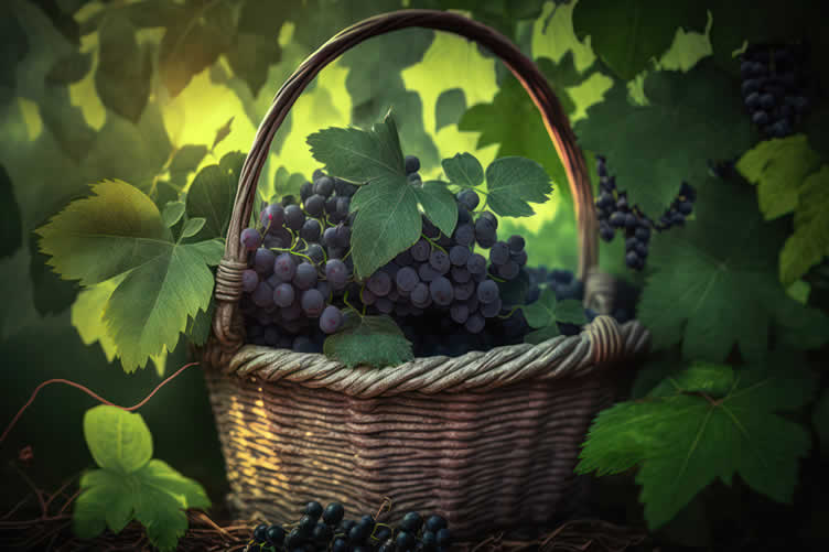 growing grapes in wine barrels