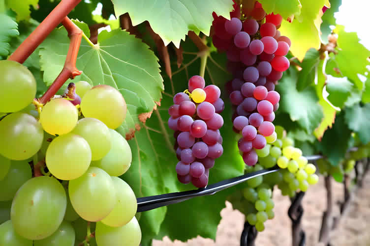 growing grapes in wine barrels