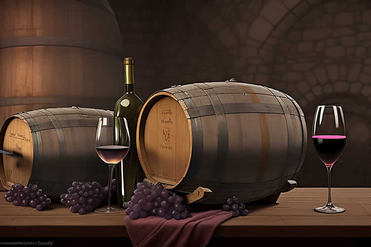 growing grapes in wine barrels