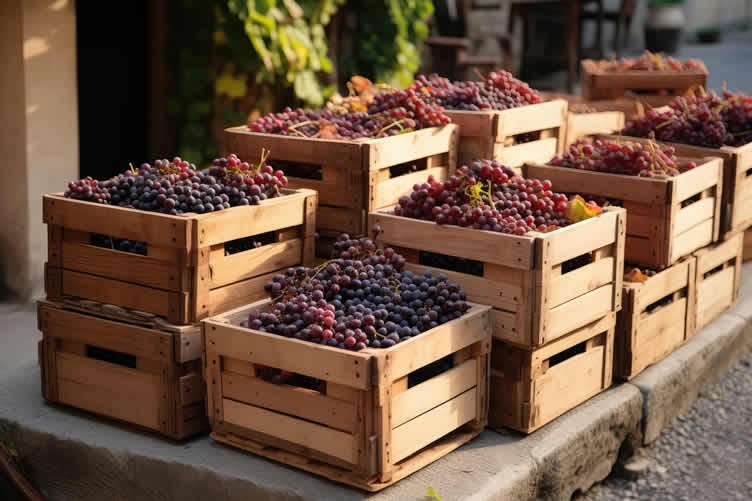 growing grapes in wine barrels