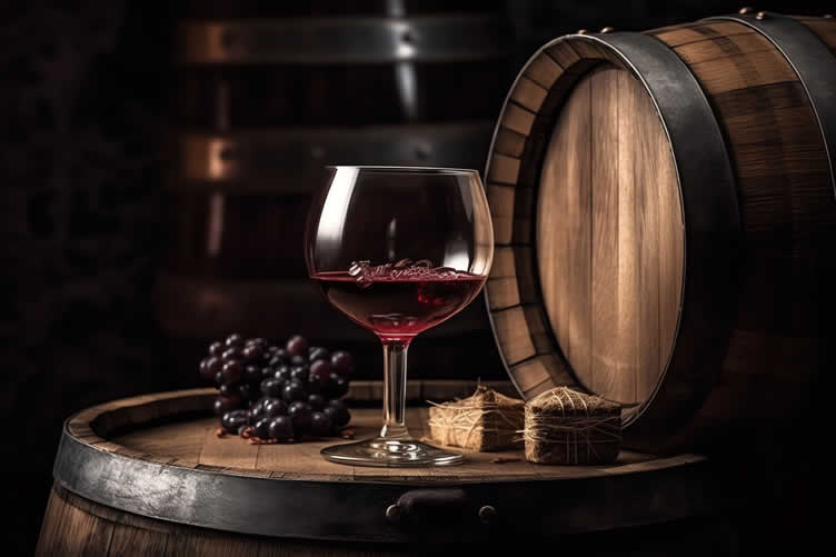 growing grapes in wine barrels