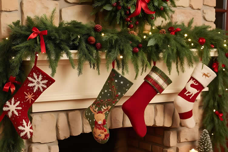 Christmas mantel decor