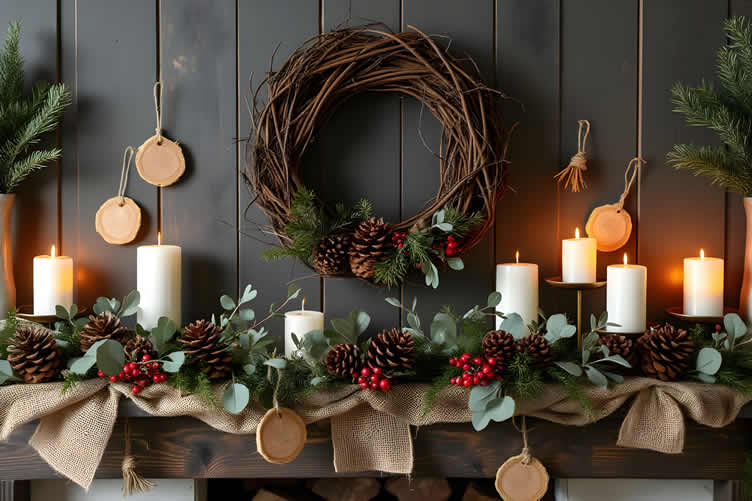 Christmas mantel decor
