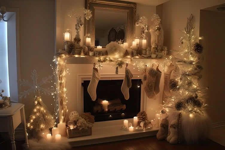 Christmas mantel decor