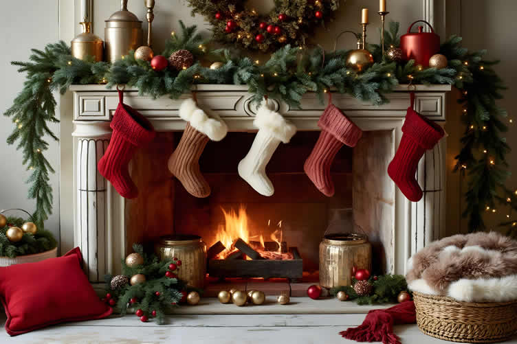 Christmas mantel decor