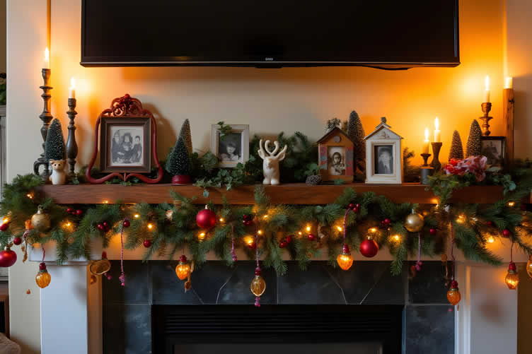 Christmas mantel decor
